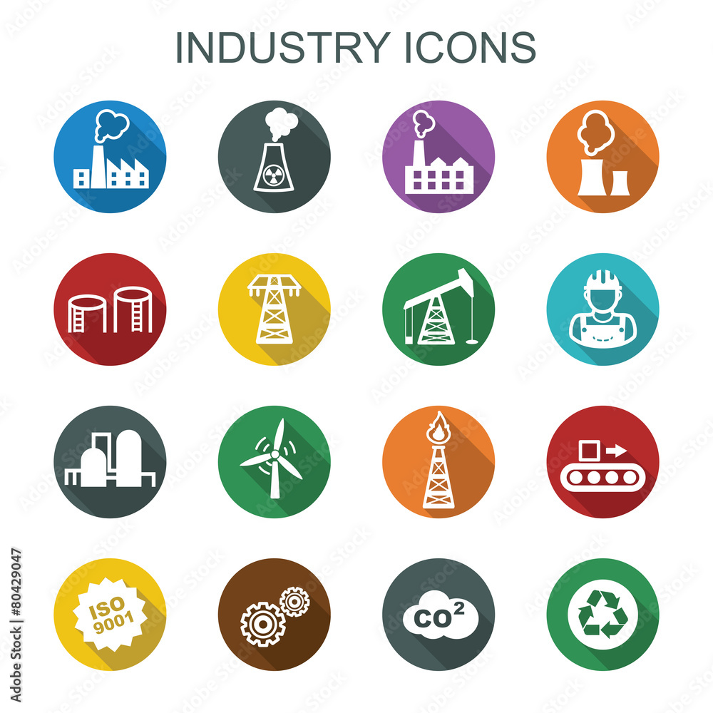 industry long shadow icons industry long shadow icons