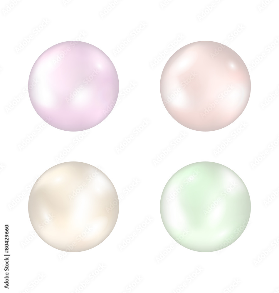 Set of colorful pearls isolated on white background Set of colorful pearls isolated on white background