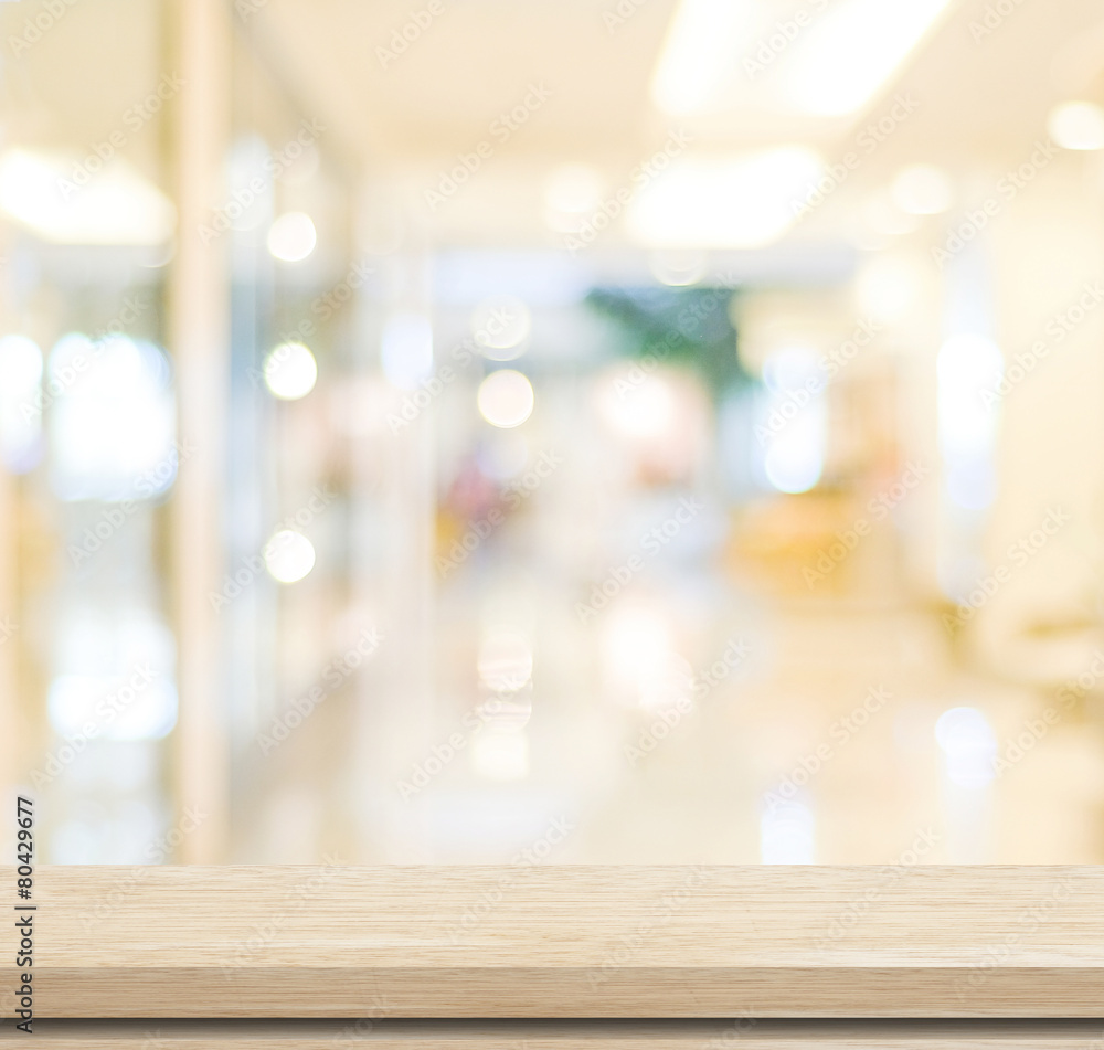 Empty table and blurred store bokeh background Empty table and blurred store bokeh background