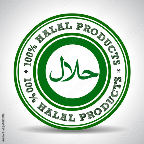 100% Halal Product  green Label, certified halal food seal
