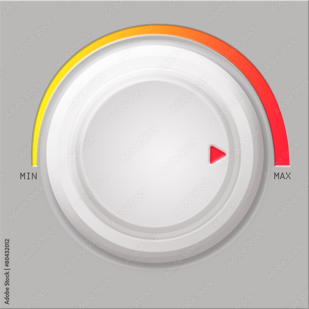 White volume button on gray background White volume button on gray background