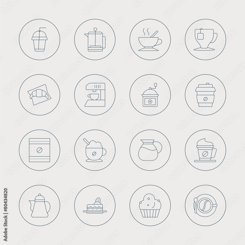 Coffee line icon set Coffee line icon set