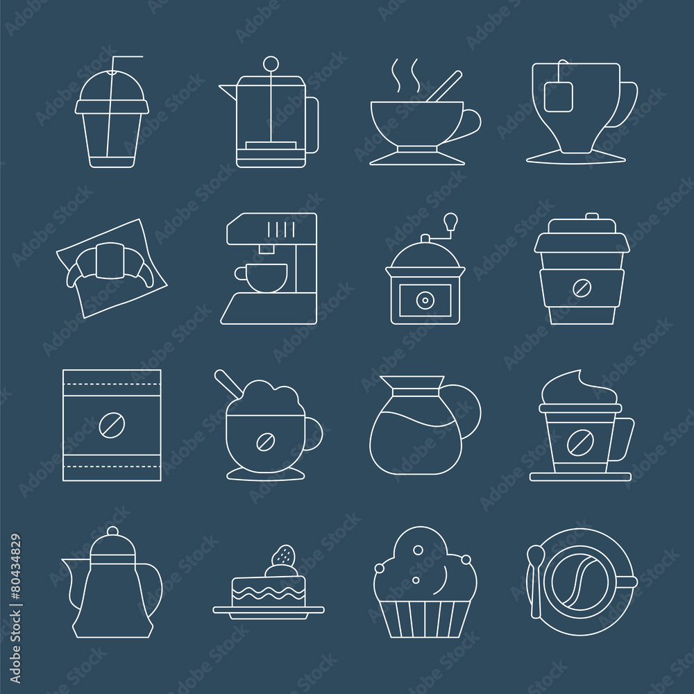 Coffee line icon set Coffee line icon set