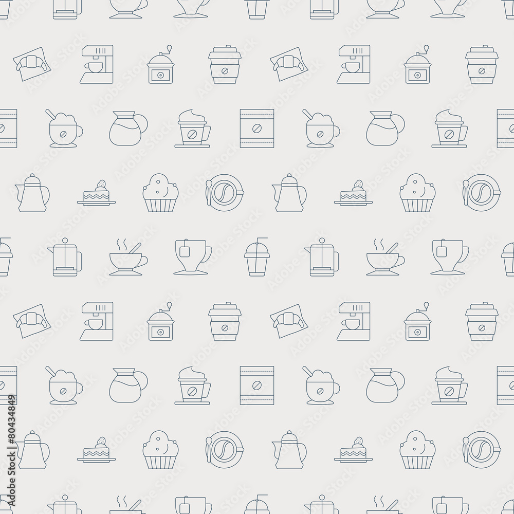 Coffee line icon pattern set Coffee line icon pattern set