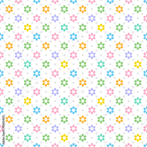 Seamless Background #Flower Dot Pattern, Pastel Color
