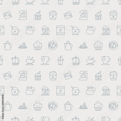Coffee line icon pattern set