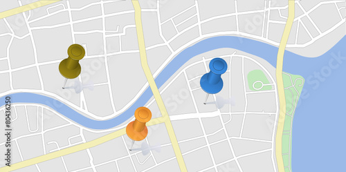 City map with pins