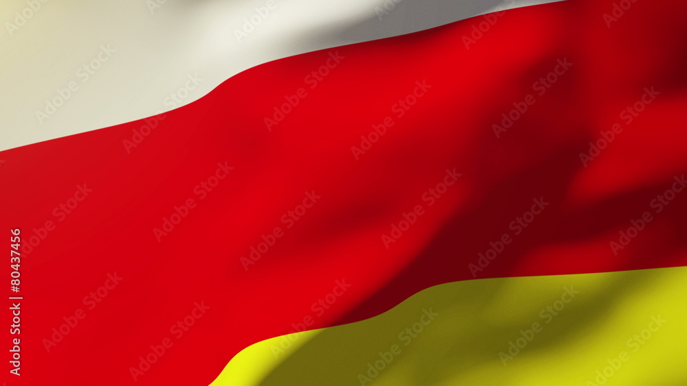 South Ossetia flag waving in the wind. Looping sun rises style South Ossetia flag waving in the wind. Looping sun rises style