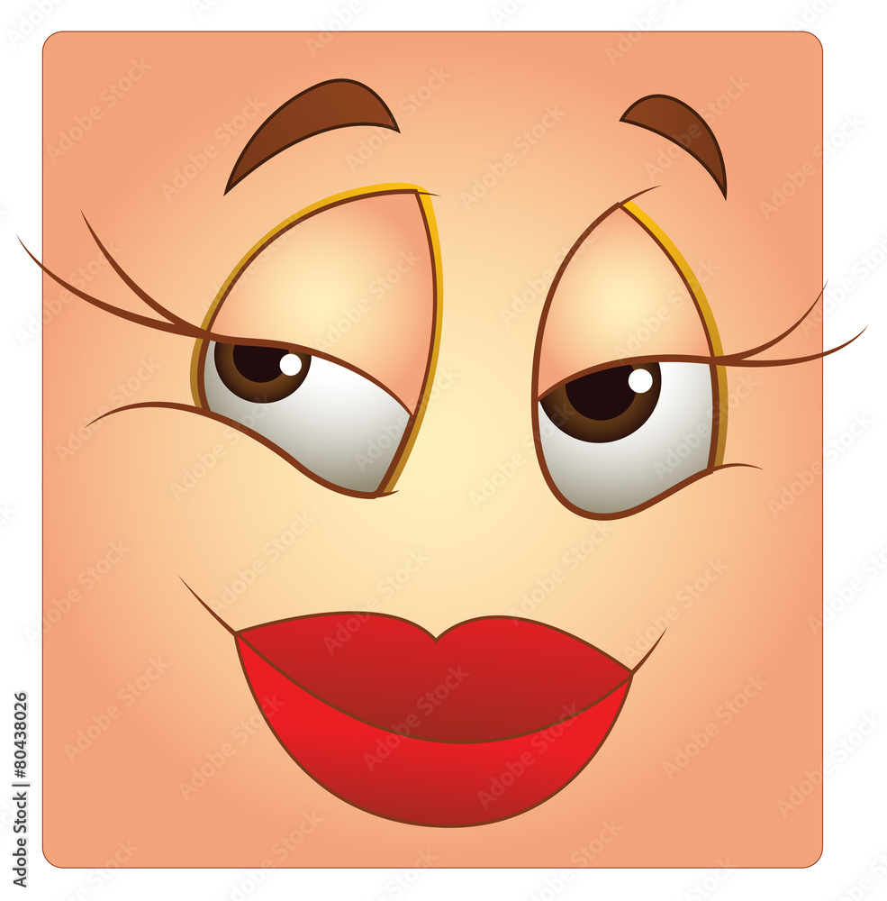 Female Face Expression Box Smiley Vector Female Face Expression Box Smiley Vector