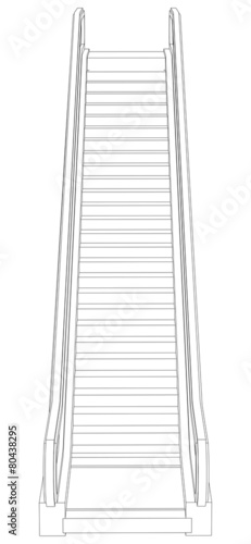 Sketch of escalator. Front view. Vector illustration