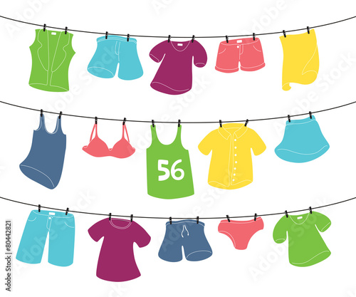 various clothes on washing line