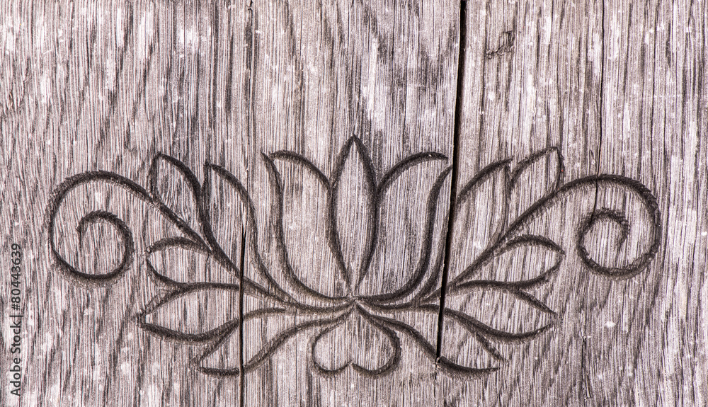 Graven floral pattern in wood. Hungarian traditional. Graven floral pattern in wood. Hungarian traditional.