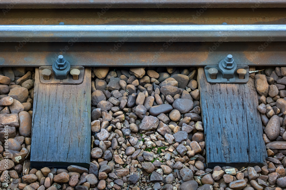 Closeup on a track of a railway Closeup on a track of a railway