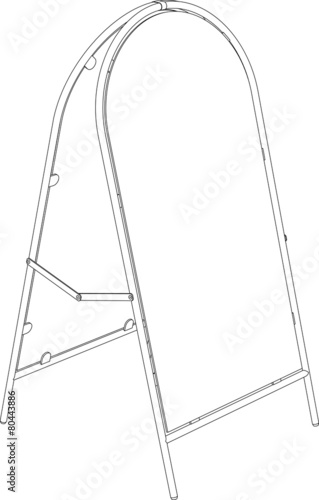 Wire-frame sidewalk sign. Perspective view. Vector illustration