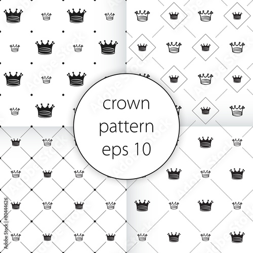 Crown vector icons set seamless  pattern art