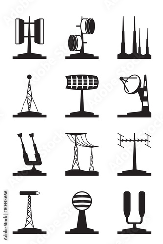 Various antennas and locators - vector illustration photo
