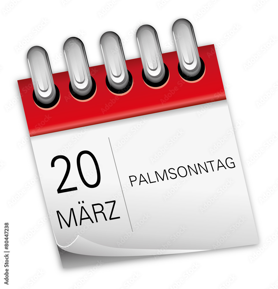 Kwijtschelding Gearceerd Wonen 20 März 2016 Palmsonntag Ostern Kalender Stock Vector | Adobe Stock