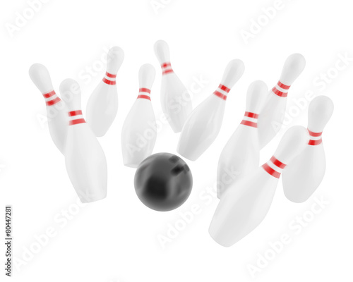 Blurry 3d illustration of bowling strike ball in motion.