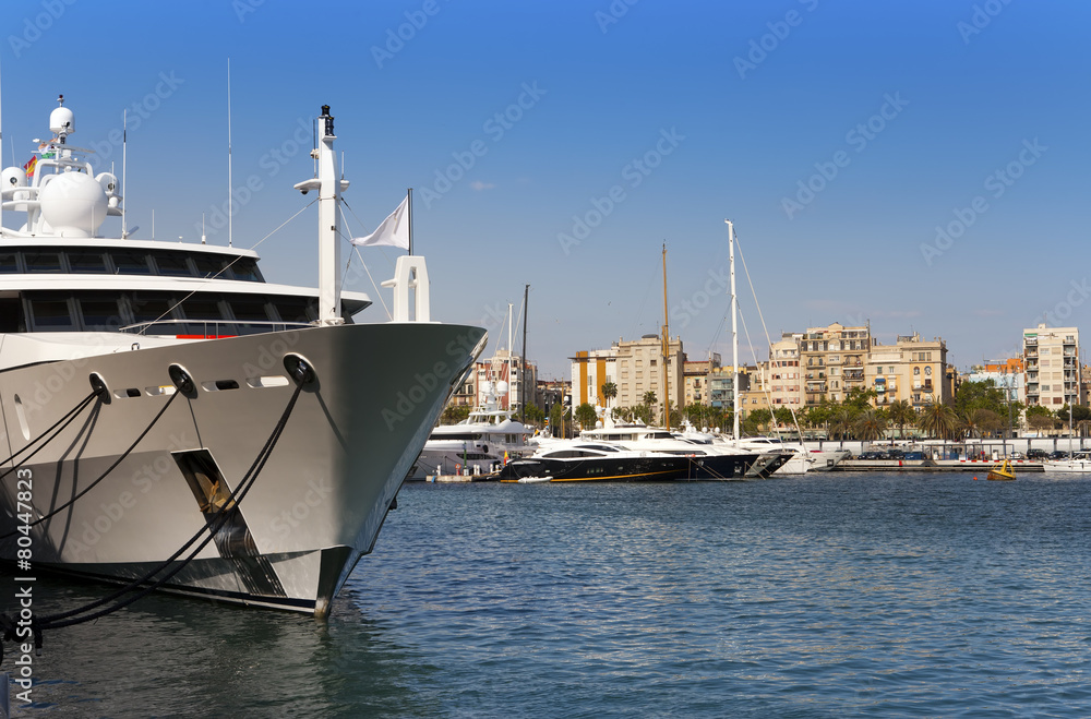yachts in harbor of Barcelona