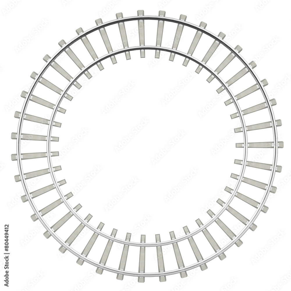 Circle railway isolated on white background, top view Circle railway isolated on white background, top view