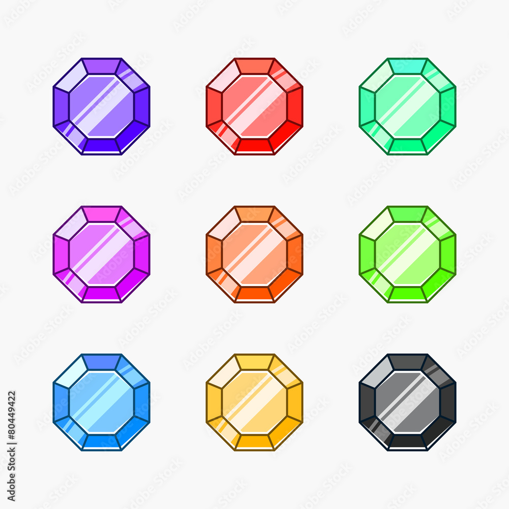 Gemstone vector illustrations isolated on white background Gemstone vector illustrations isolated on white background