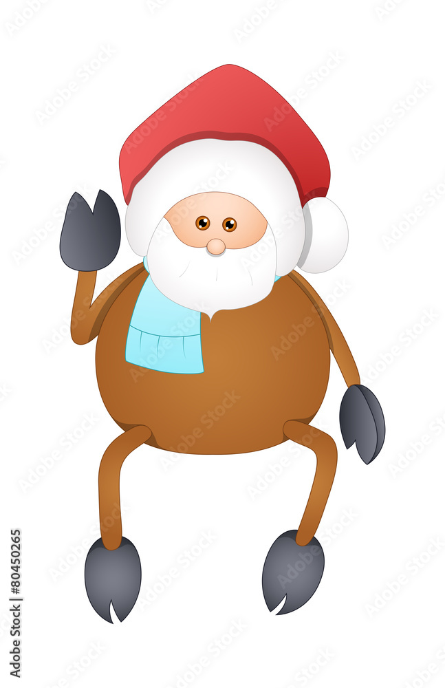 Funny Reindeer Santa Face Character