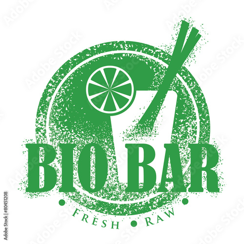 Bio Bar Design Vintage Menu Stamp. Fresh, Vegan Distressed Label