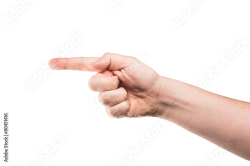 pointing hand on white background