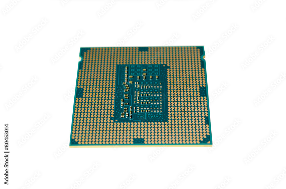 Modern 22 nm cpu computer chip isolated on white Modern 22 nm cpu computer chip isolated on white