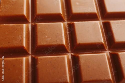 Milk chocolate bar close up