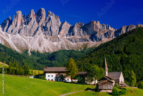 Panoramic view of idyllic summer landscape in the Alps