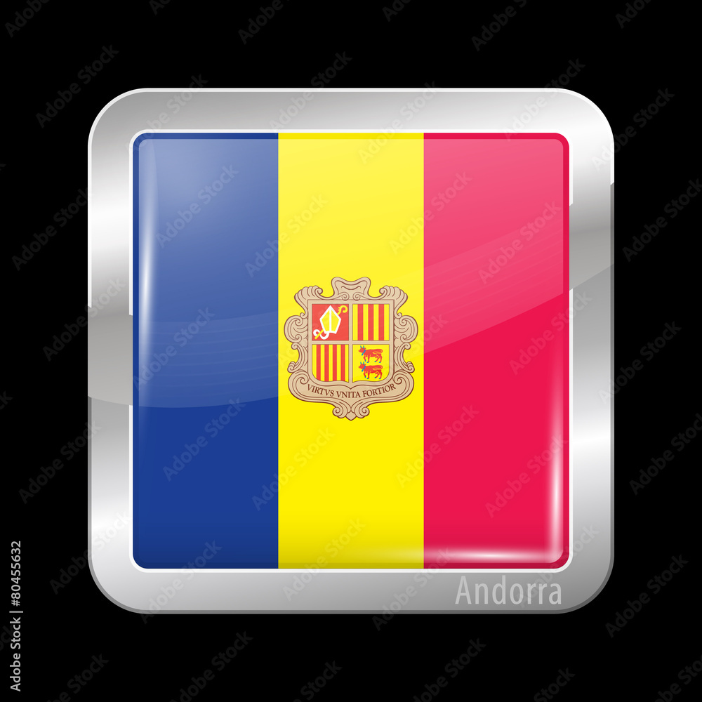 Flag of Andorra. Metal Icons