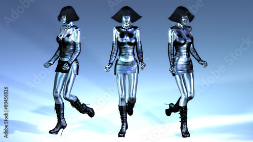 Digital 3D Illustration of walking Manikins