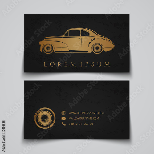 Business card template. Classic car logo.