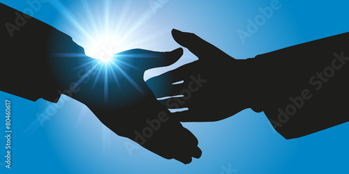 Poignée de main, symbole de l'alliance et le partenariat pour réaliser avec succès un projet commun photo