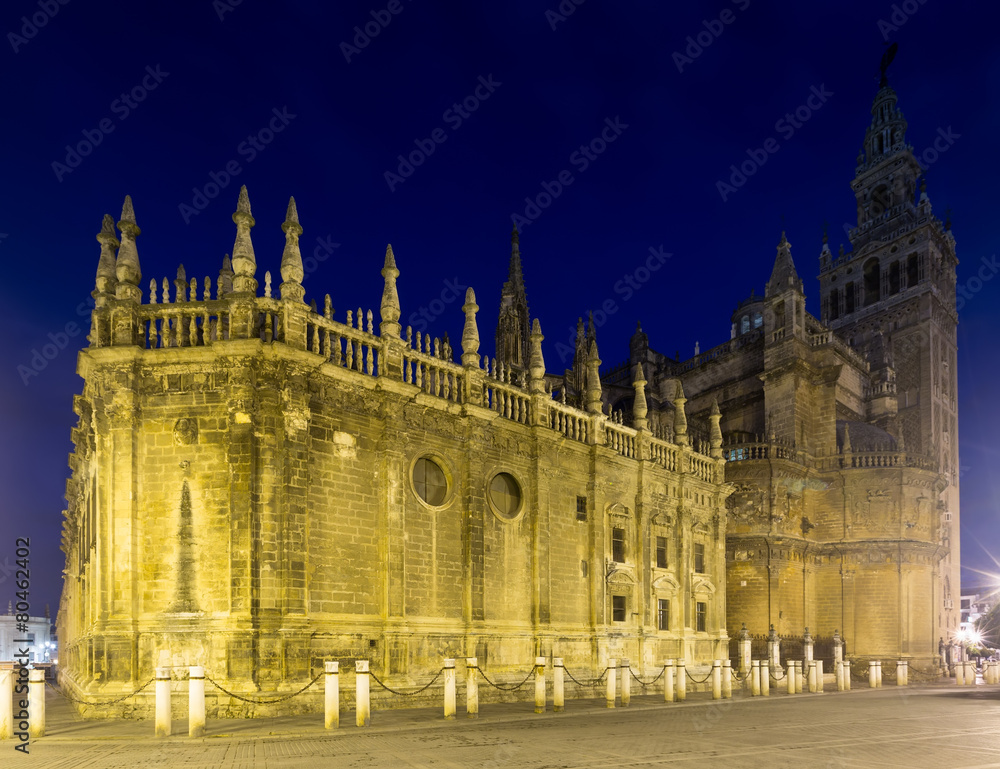 Evening  view of  Cathedral of Seville