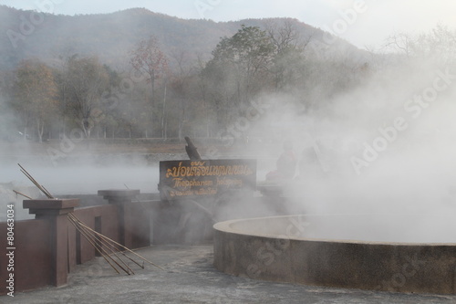 Hot spring at Thep Phanom Hot Spring,  Chiangmai, Thailand.