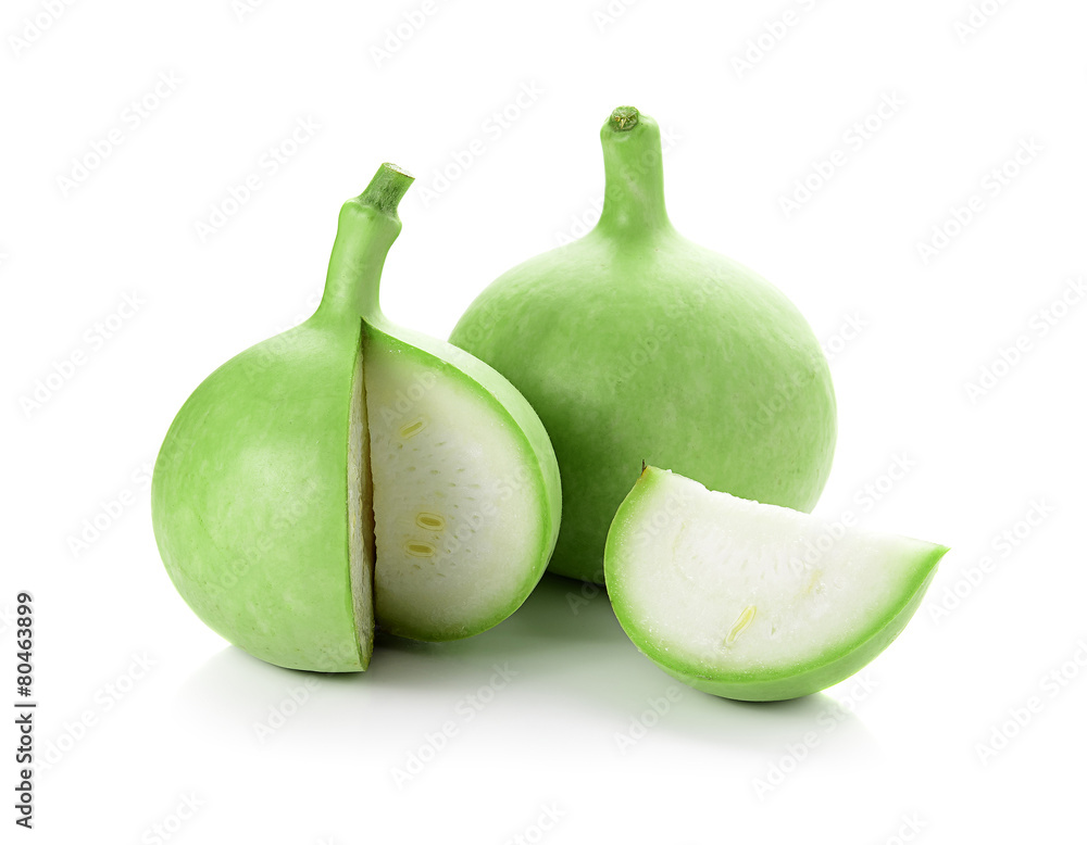 edible green calabash isolated on white background edible green calabash isolated on white background