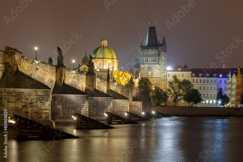 Prague. Charles Bridge at night.