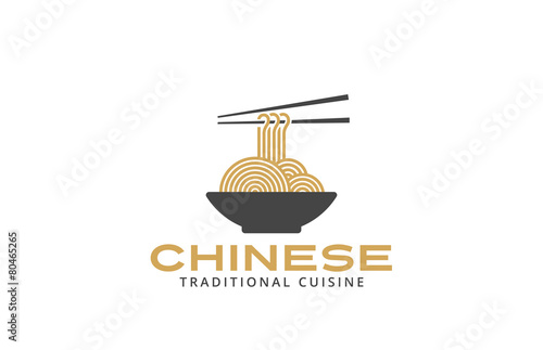 Chinese cuisine Logo noodles plate design Asian Japanese