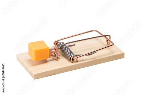 Mousetrap with Cheddar Cheese - Isolated