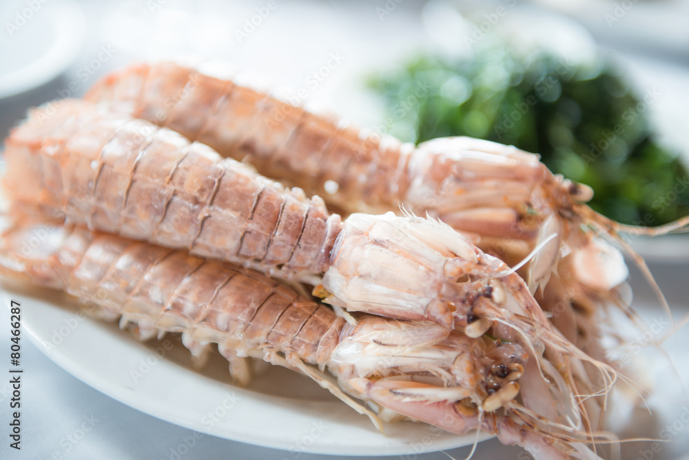 steam crayfish seafood on plate steam crayfish seafood on plate