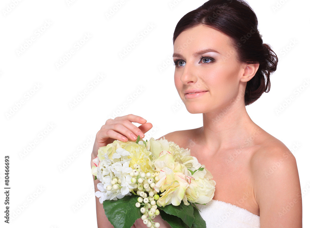 Portrait of a young beautiful bride. Portrait of a young beautiful bride.