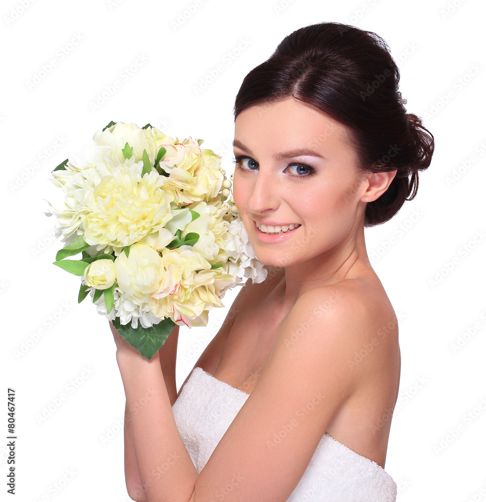 Portrait of a young beautiful bride. Portrait of a young beautiful bride.
