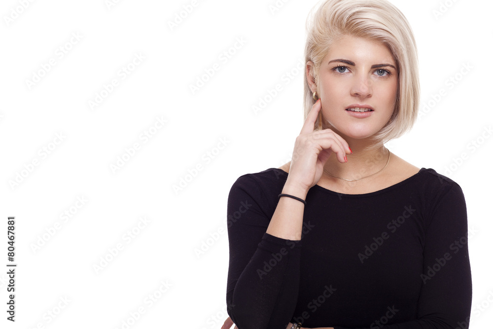 Pretty Woman Posing in Trendy Black Shirt Pretty Woman Posing in Trendy Black Shirt