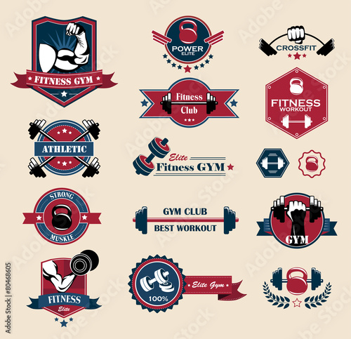 Cross fit, Fitness and Sport Vector Labels