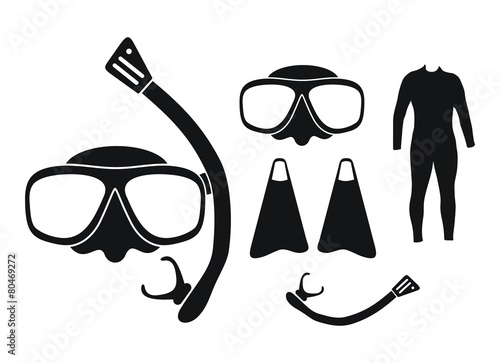 snorkeling equipment - silhouette