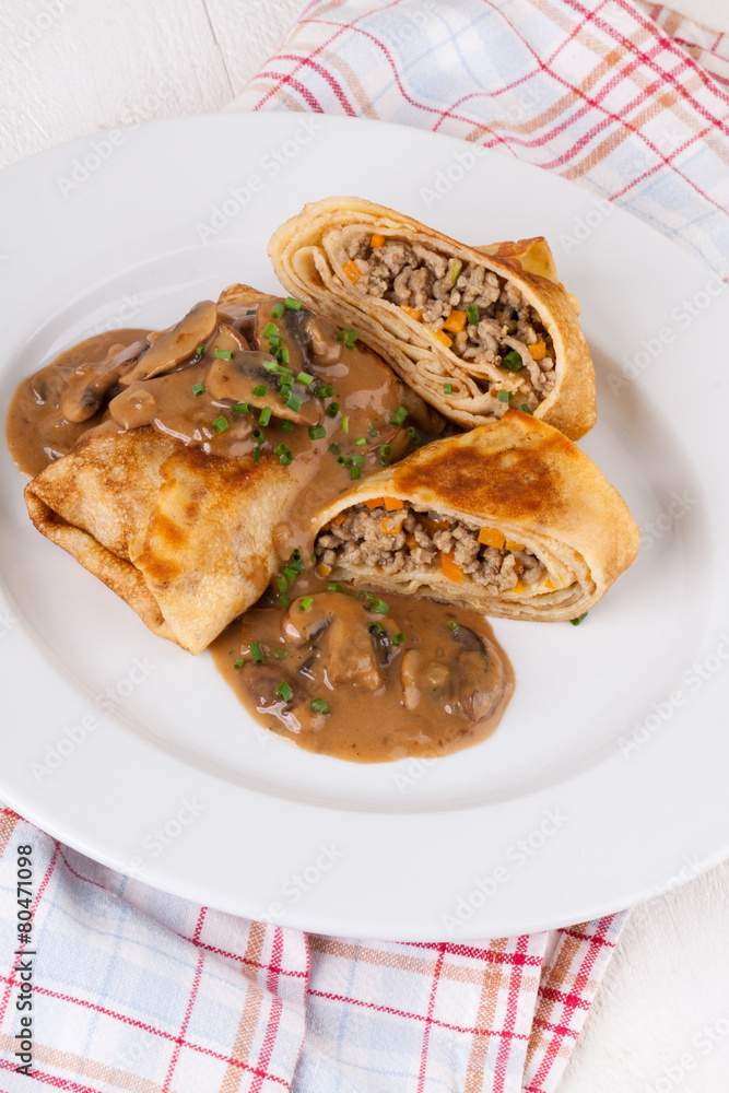 Savory mince pancakes or tortillas Savory mince pancakes or tortillas
