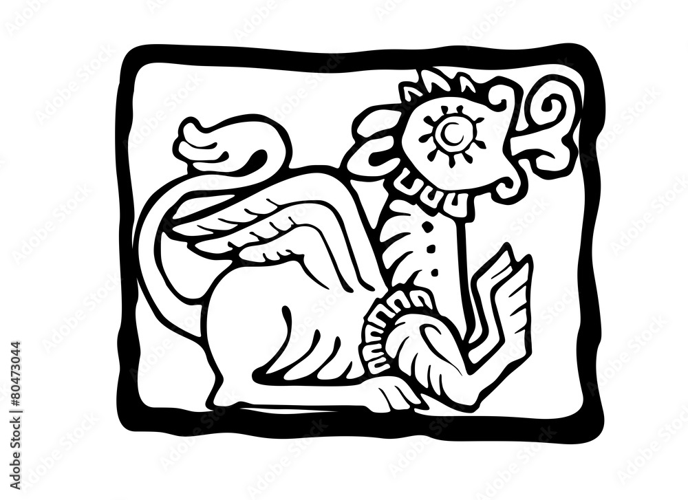 Obraz premium Ethnic griffin silhouette. Vector illustration.