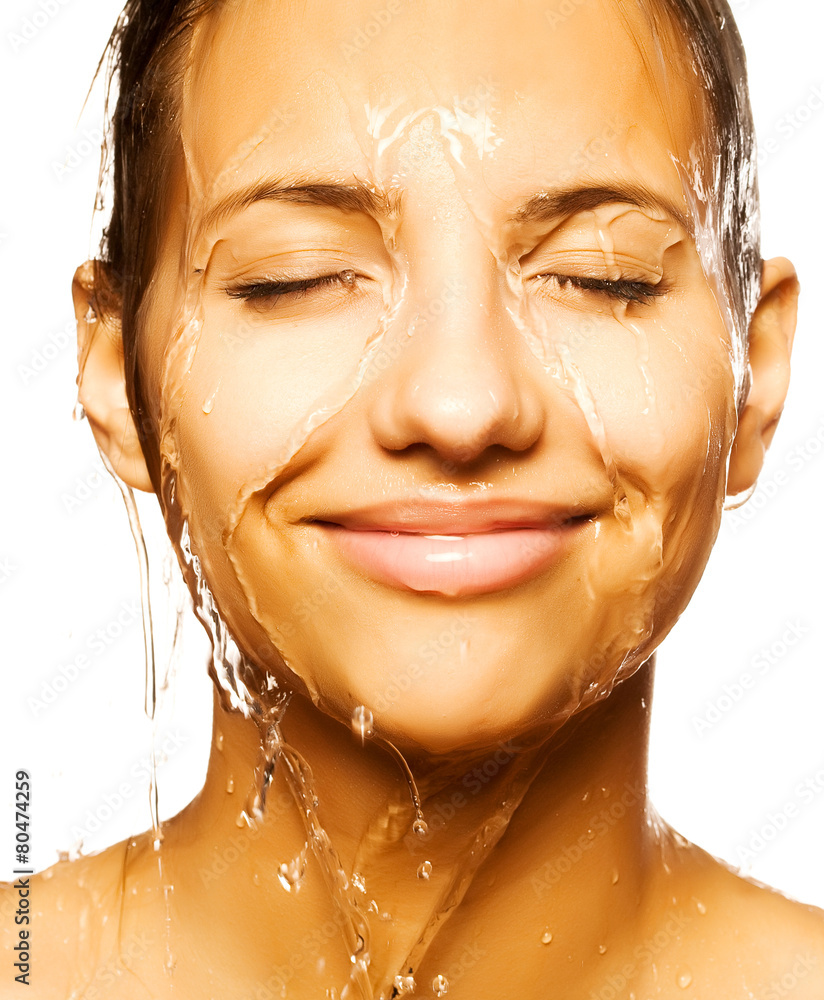 woman face with water drop